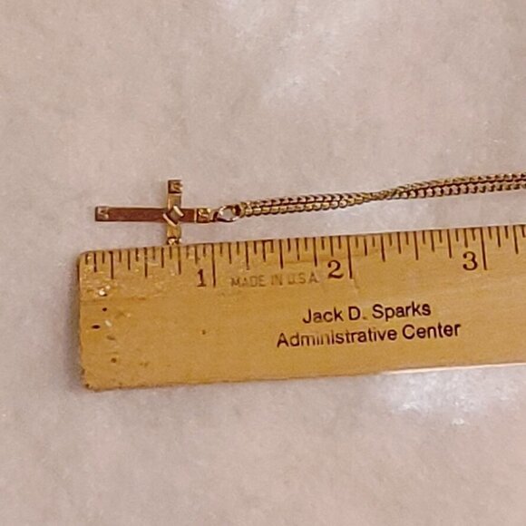 Silver Plated Gold Color Cross Necklace - Picture 5 of 5